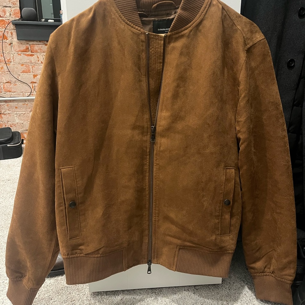 Brown Suede Bomber Jacket